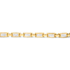 10K Yellow Gold 2.0 Cttw Invisible-Set Princess Cut Diamond Rectangular Link Bracelet (I-J Color, SI2-I1 Clarity) - 7"