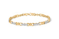 10k Yellow Gold 1/3 Carat Total Weight Diamond 3 Stone and X-Link Bracelet (I-J Color, I1-I2 Clarity) - 7.50" Inches