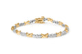 10K Two-Tone Gold 1/2 Cttw Diamond Alternating 3-Stone and X-Link 7" Bracelet (I-J Color, I2-I3 Clarity)