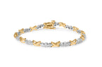 10K Two-Tone Gold 1/2 Cttw Diamond Alternating 3-Stone and X-Link 7" Bracelet (I-J Color, I2-I3 Clarity)
