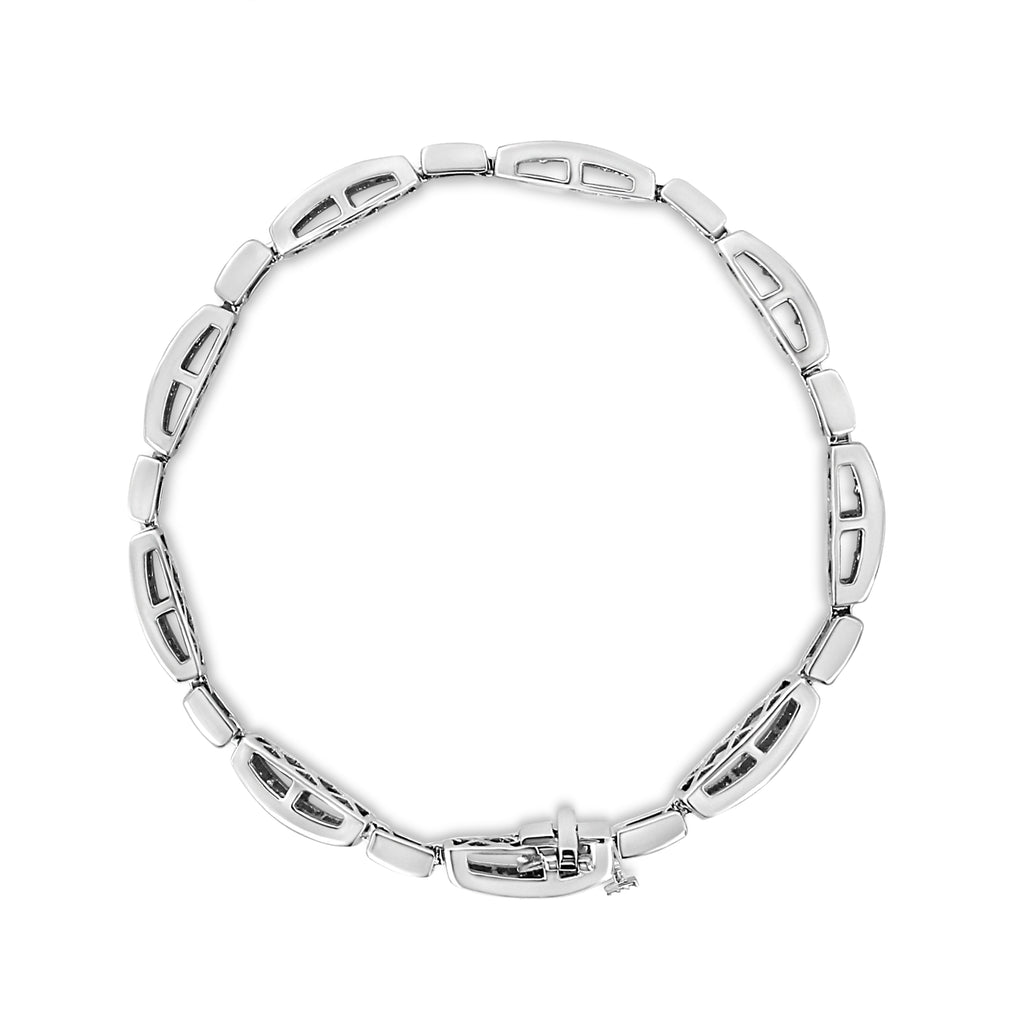 14K White Gold 2.00 Cttw Invisible-Set Princess Diamond Link Bracelet (I1-I2 Clarity, I-J Color) - 7.25"