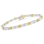 10K Two-Tone Gold Princess Cut Diamond Geo Link Bracelet (1.00 cttw, H-I Color, SI1-SI2 Clarity)