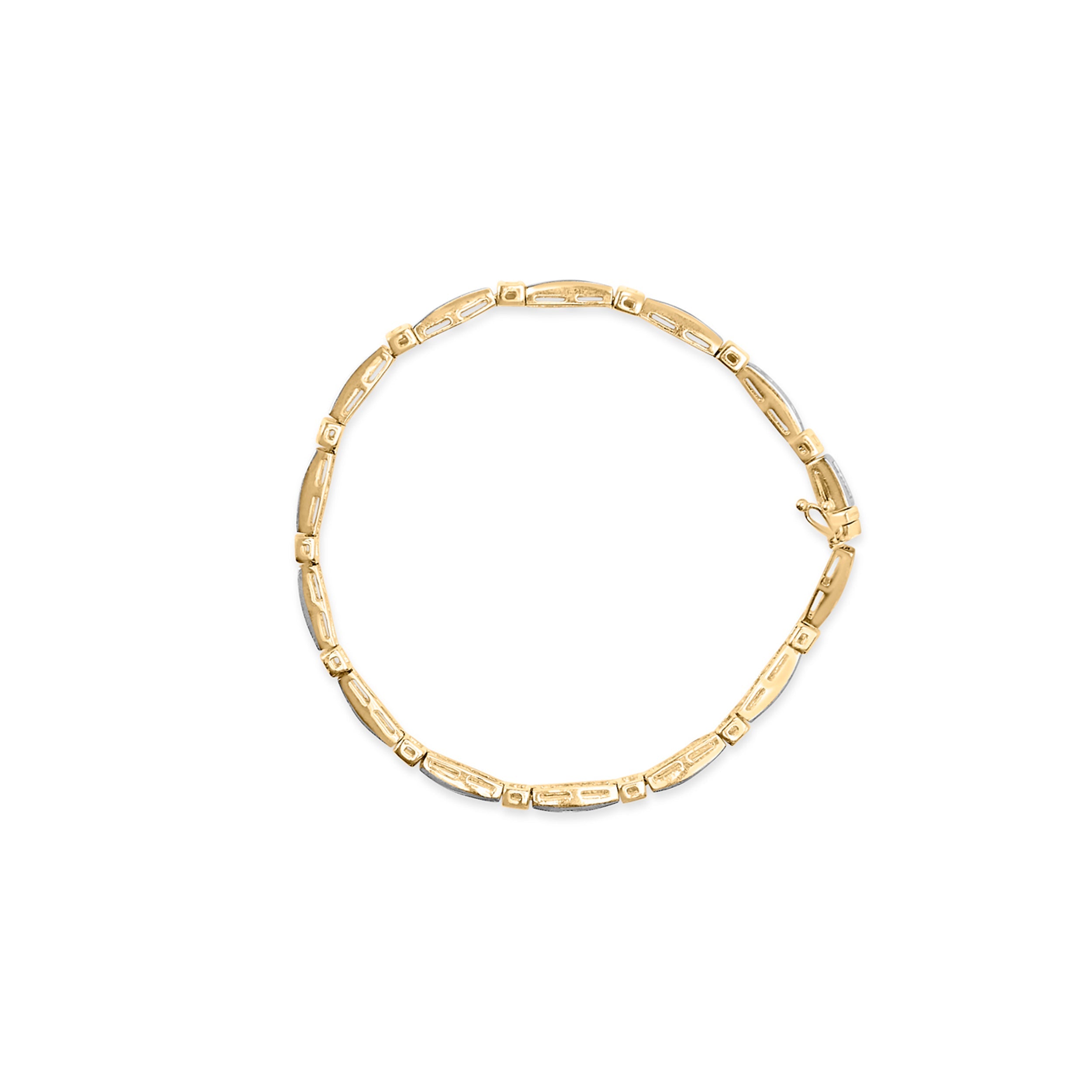 14K Yellow Gold 1.00 Cttw Baguette Diamond Channel Link Bracelet