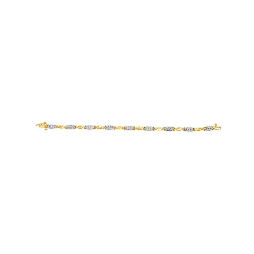 10K Yellow Gold 1.00 Carat Total Weight Round-Cut Diamond Spiral Link 7" Bracelet (H-I Color, I2-I3 Clarity)