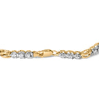 10k Yellow Gold 1.00 Cttw Diamond 3 Stone Link Bracelet (I-J Color, I1-I2 Clarity) -7.25" Inches
