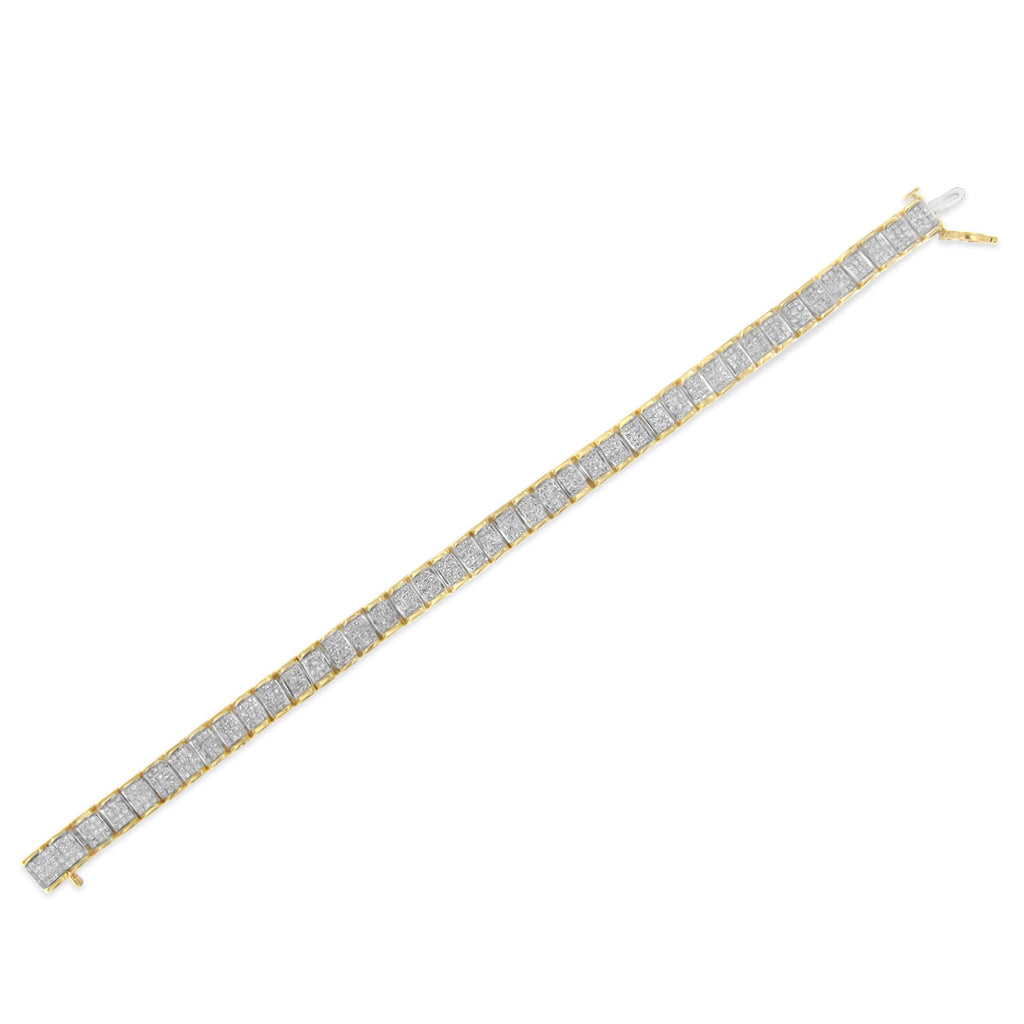 14K Yellow Gold 5.0 Carat Total Weight Invisible Set Princess-cut Diamond Buckle Link Tennis Bracelet (H-I Color, SI2-I1 Clarity) - Size 7.25"