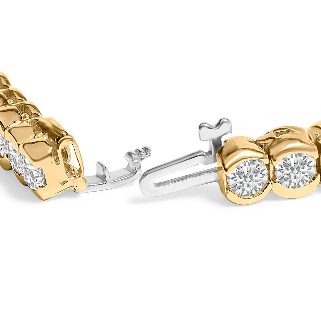 14K Yellow Gold 8.00 Carat Total Weight Half Bezel Set Diamond Tennis Bracelet (H-I Color, SI2-I1 Clarity) - 7" Inches