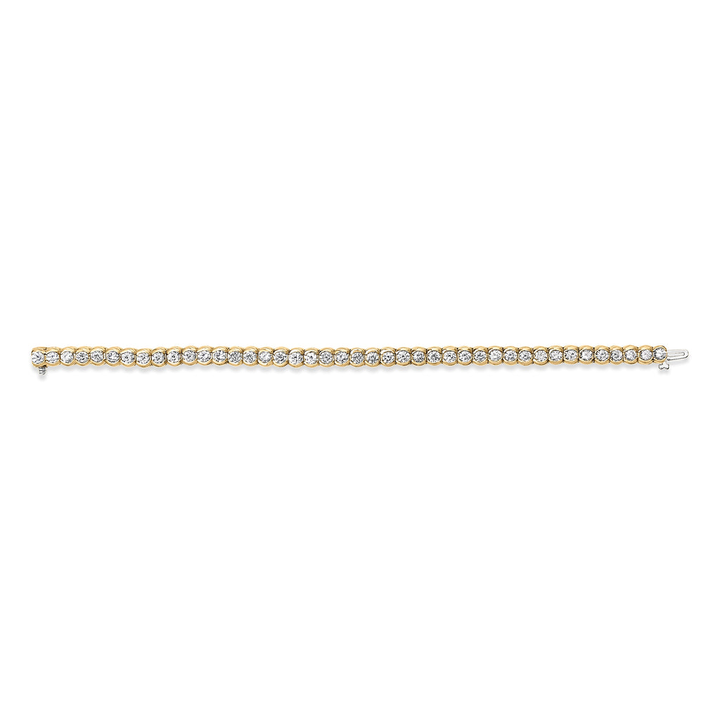 14K Yellow Gold 8.00 Carat Total Weight Half Bezel Set Diamond Tennis Bracelet (H-I Color, SI2-I1 Clarity) - 7" Inches