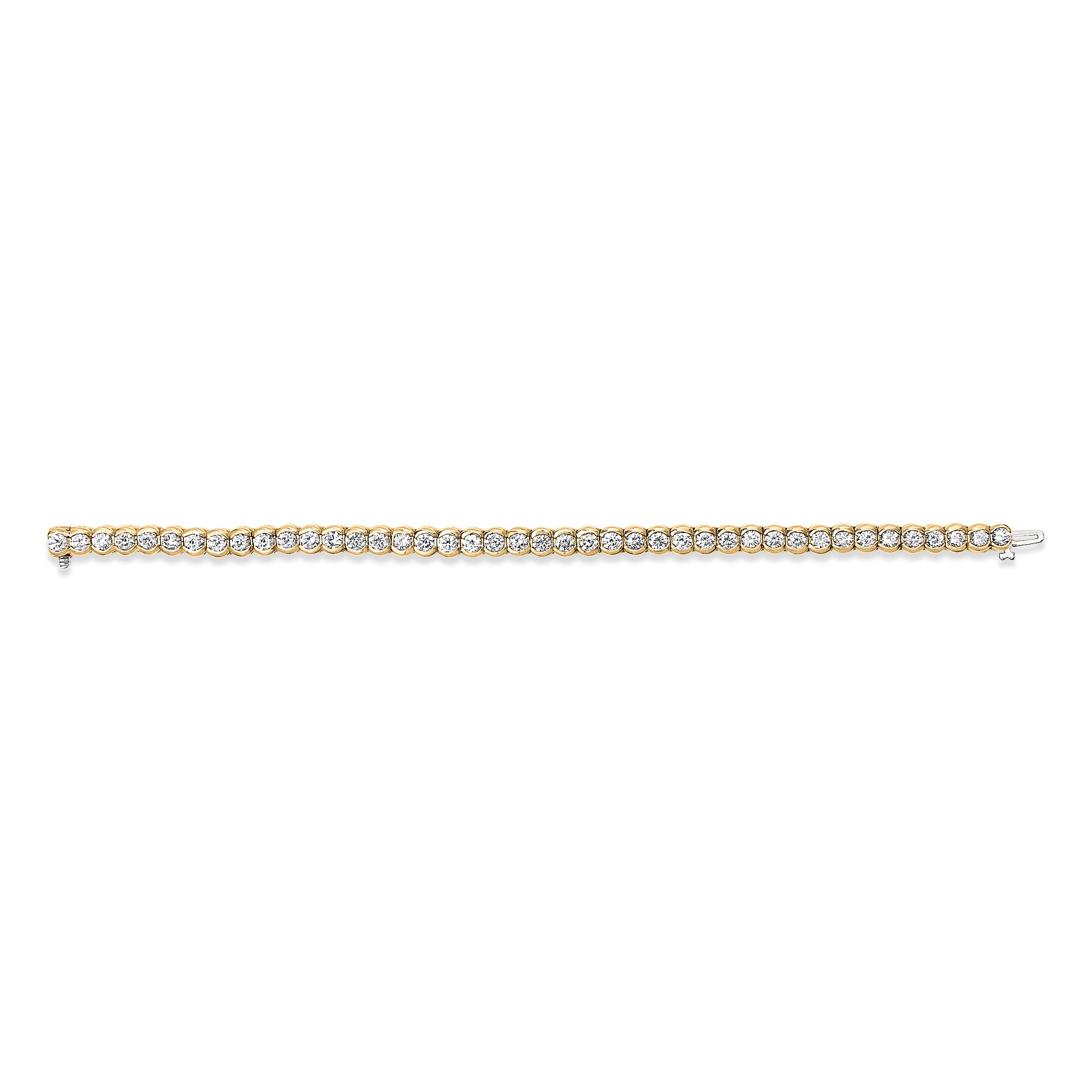 14K Yellow Gold 8.00 Carat Total Weight Half Bezel Set Diamond Tennis Bracelet (H-I Color, SI2-I1 Clarity) - 7" Inches