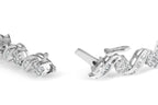 14K White Gold 2.00 Cttw Diamond Cluster and Spiral Link Bracelet (I-J Color, I1-I2 Clarity) - 7"