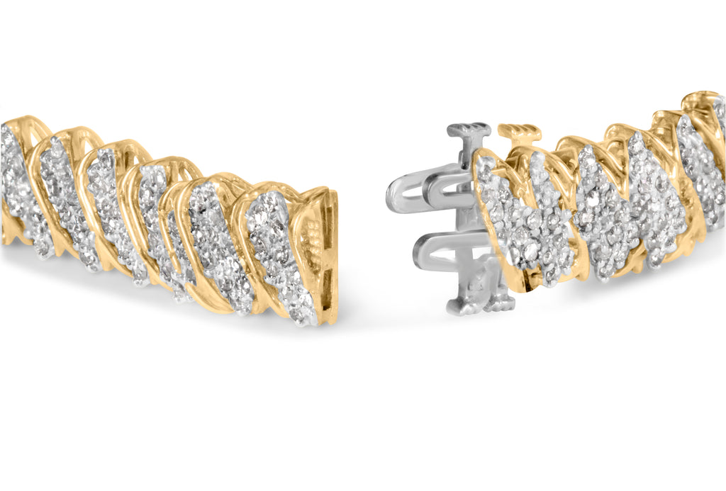 10K Yellow Gold 3.0 Cttw Diamond S-Link Bracelet