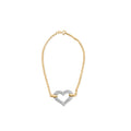 10K Two-Tone Gold 1/4 Cttw Diamond-Encrusted Heart Charm 7" Bracelet (H-I Color, I1-I2 Clarity)