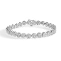 14K White Gold 2.00 Carat Total Weight Diamond Halo Link Tennis Bracelet (H-I Color, I1-I2 Clarity) - 7" Inches
