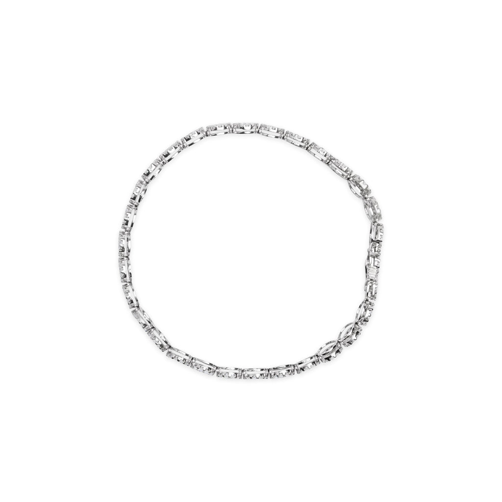 14K White Gold 2.00 Carat Total Weight Diamond Halo Link Tennis Bracelet (H-I Color, I1-I2 Clarity) - 7" Inches