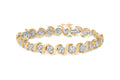 10K Yellow Gold 4.00 Carat Total Weight Round-Cut Diamond Floral Link 7.5" Bracelet (H-I Color, I2-I3 Clarity)