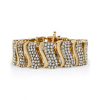 14K Yellow Gold 15.0 Cttw Diamond Chevron Wave 7.25" Inch Link Bracelet (J-K Color, I1-I2 Clarity)