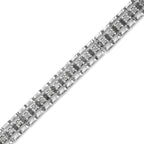 .925 Sterling Silver 1.0 Cttw Rose Cut Diamond Double-Link 7" Tennis Bracelet (I-J Color, I3 Clarity)