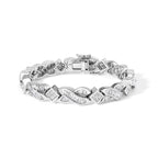14K White Gold 8 1/5 Cttw Diamond Geometric Twisted Link Bracelet