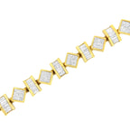14K Yellow Gold 7.50 Cttw Princess and Baguette Diamond Geometric Link Bracelet