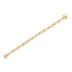 14K Yellow Gold 7.50 Cttw Princess and Baguette Diamond Geometric Link Bracelet