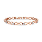 10K Rose Gold Plated .925 Sterling Silver 1/2 Cttw Diamond Infinity Link Tennis Bracelet (H-I Color, I2-I3 Clarity) -7â€