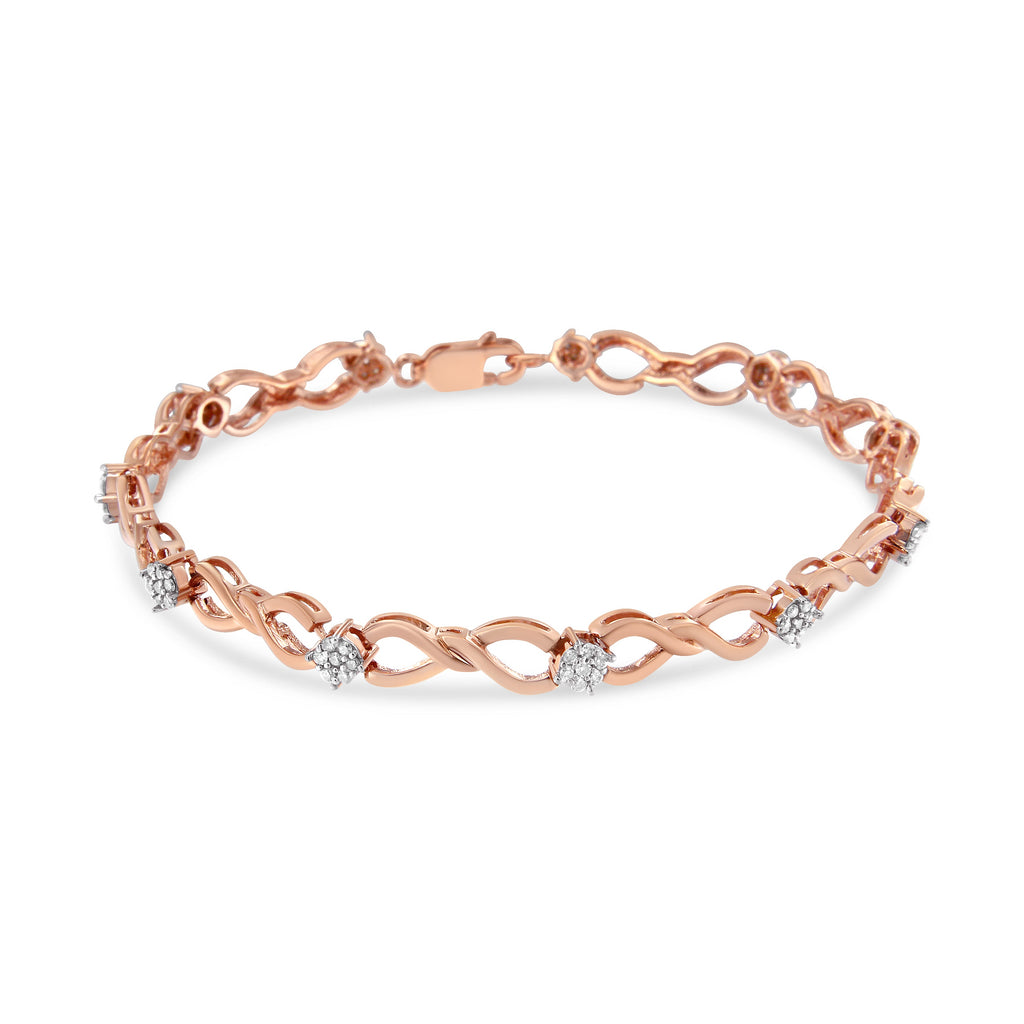 10K Rose Gold Plated .925 Sterling Silver 1/2 Cttw Diamond Infinity Link Tennis Bracelet (H-I Color, I2-I3 Clarity) -7"