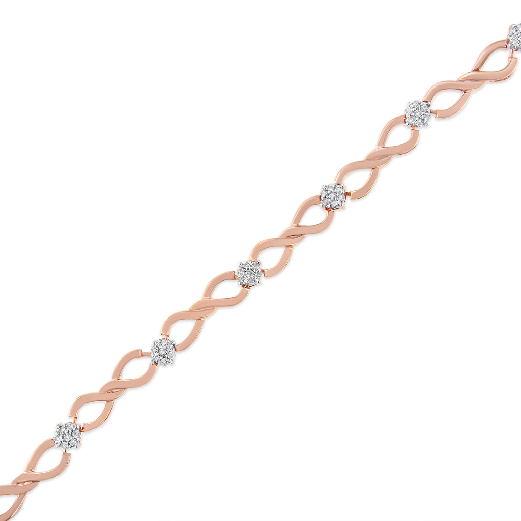 10K Rose Gold Plated .925 Sterling Silver 1/2 Cttw Diamond Infinity Link Tennis Bracelet (H-I Color, I2-I3 Clarity) -7"