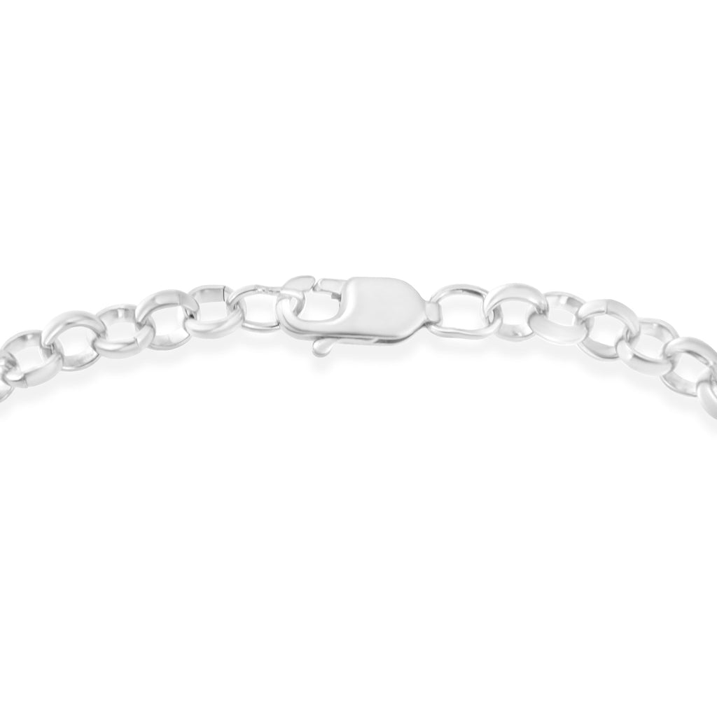 .925 Sterling Silver 1/4 Carat Total Weight Diamond-Accented Heart and Ribbon Charm 7" Link Chain Bracelet (H-I Color, I1-I2 Clarity)