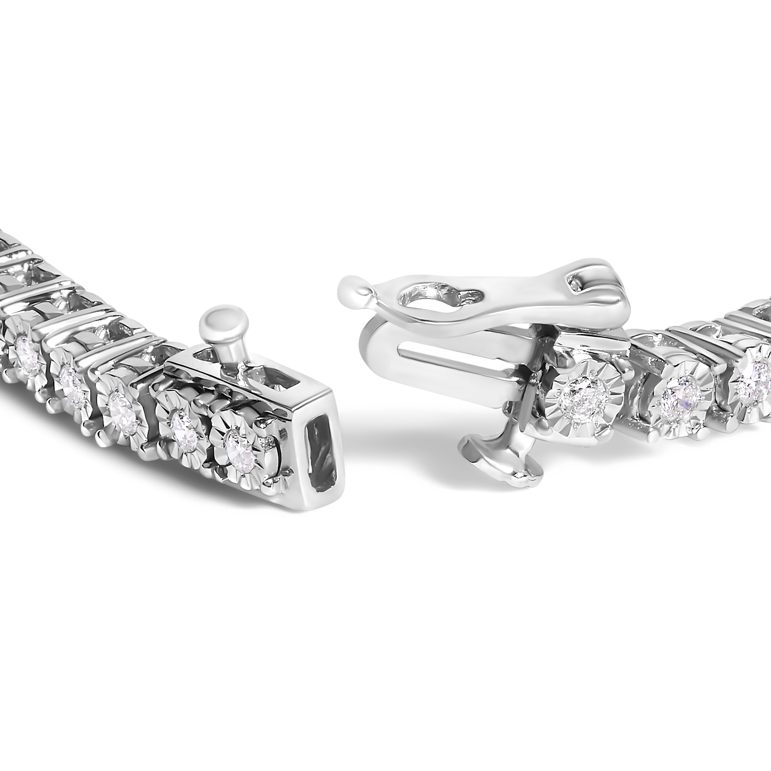 .925 Sterling Silver 3.0 Cttw Lab Grown Diamond Illusion-Set Miracle Plate Tennis Bracelet