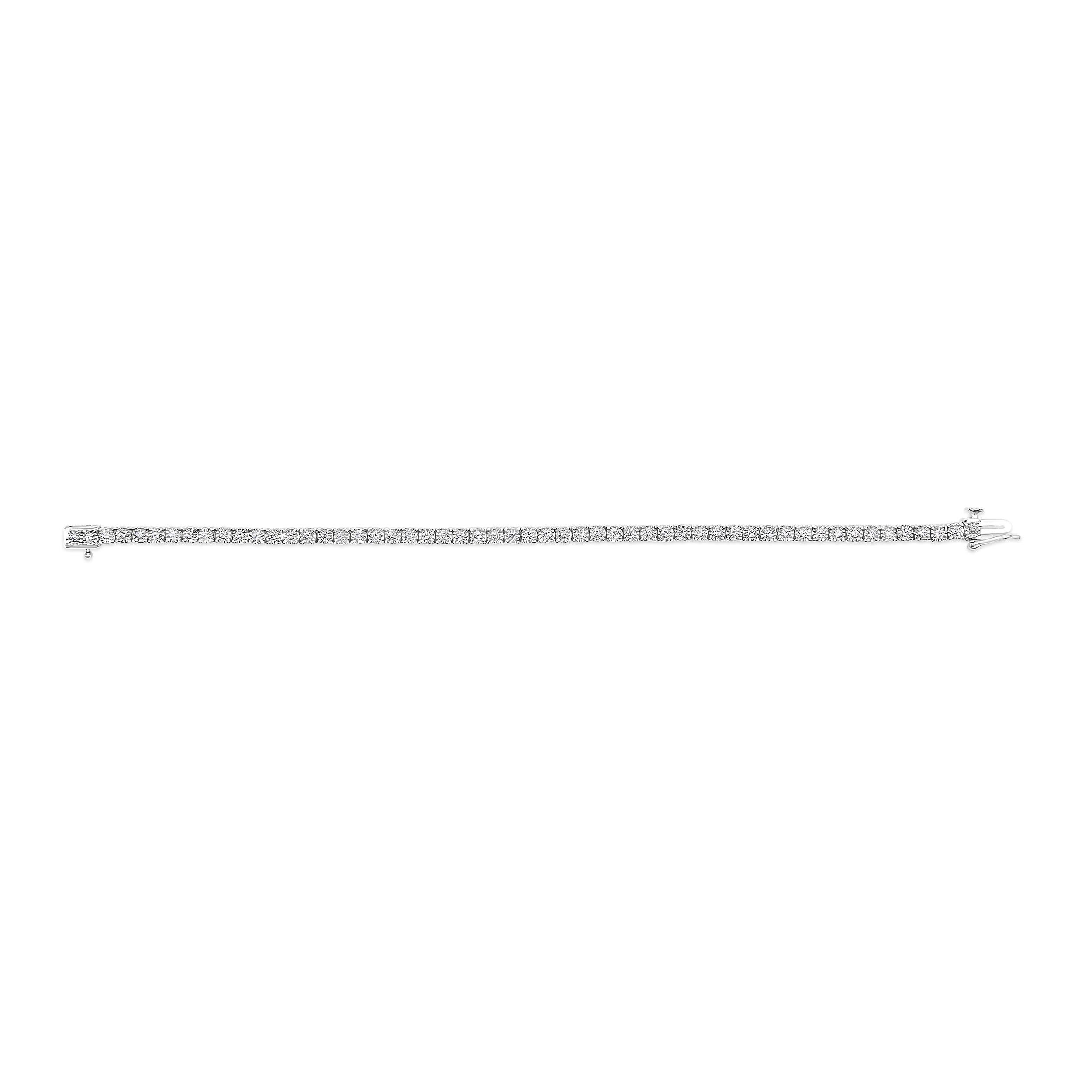 .925 Sterling Silver 3.0 Cttw Lab Grown Diamond Illusion-Set Miracle Plate Tennis Bracelet