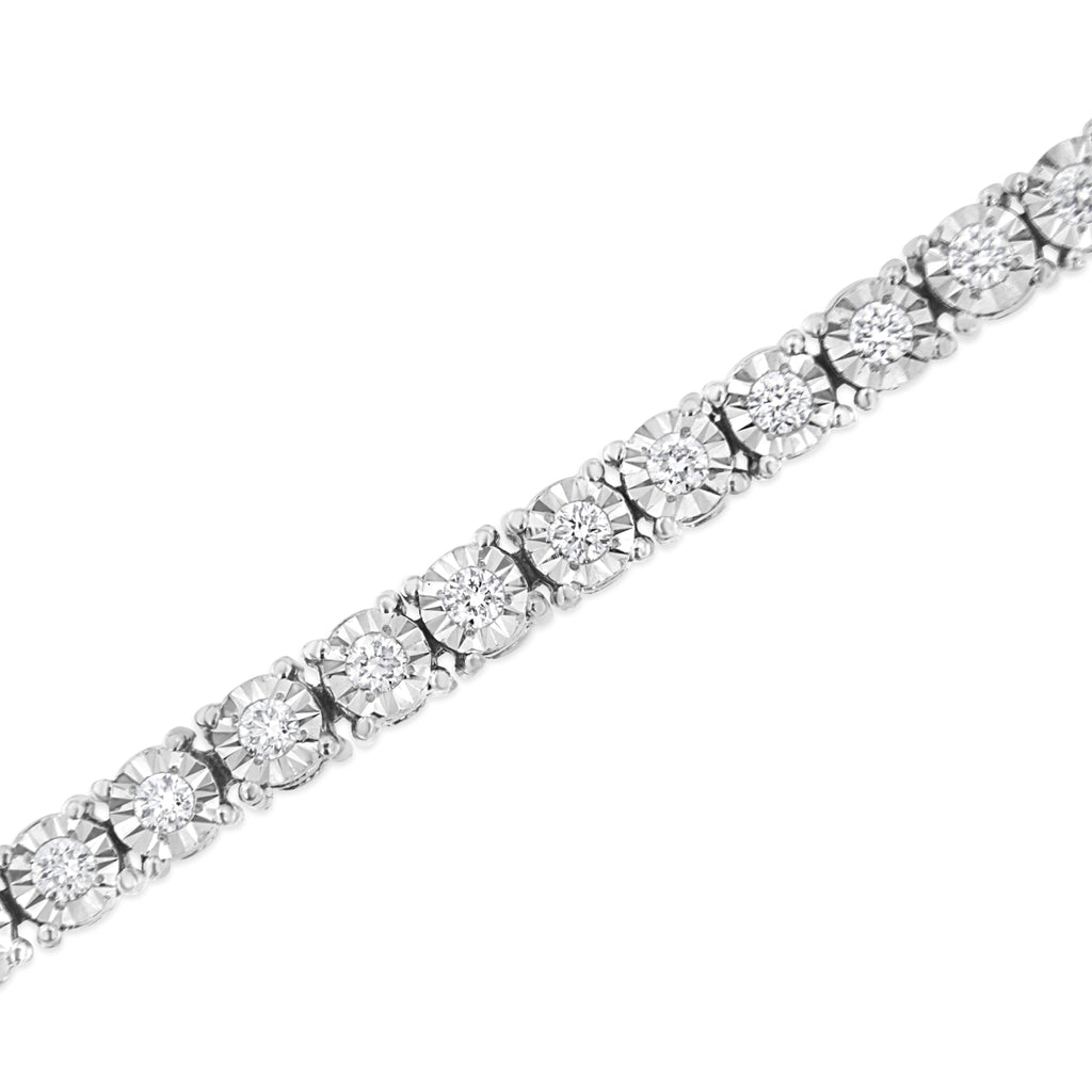 .925 Sterling Silver 3.0 Cttw Lab Grown Diamond Illusion-Set Miracle Plate Tennis Bracelet