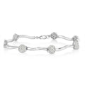 .925 Sterling Silver 1/4 Carat Total Weight Diamond Cluster Miracle-Set Station & Twisted Bar 7" Tennis Bracelet (H-I Color, I2-I3 Clarity)