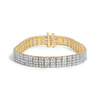 IGI Certified 14K Yellow Gold Plated Sterling Silver 10.0 Cttw Diamond 4 Row Tennis Bracelet