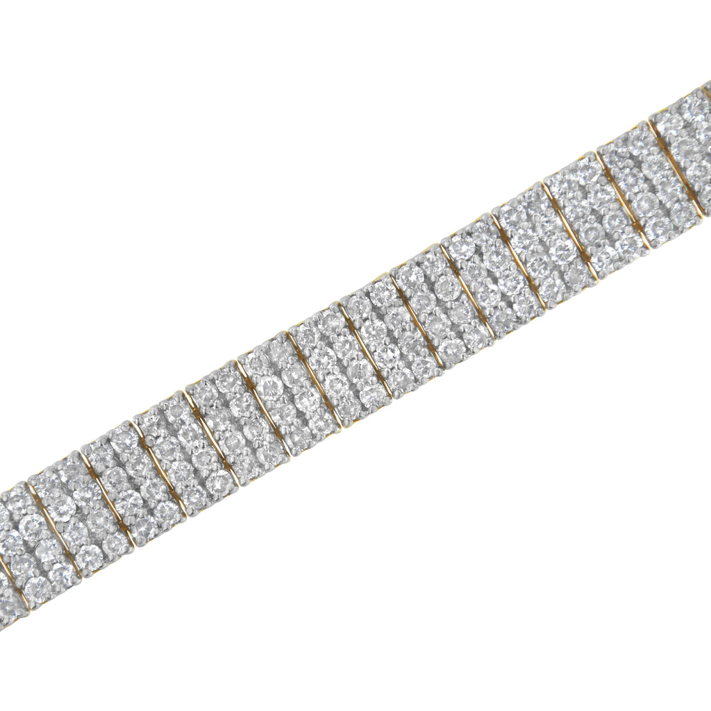 IGI Certified 14K Yellow Gold Plated Sterling Silver 10.0 Cttw Faint Brown Diamond 4 Row Tennis Bracelet