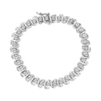 .925 Sterling Silver 1/3 Carat Total Weight Miracle-Set Diamond "S" Link Tennis Bracelet (I-J Color, I3 Clarity) - Size 7.25"