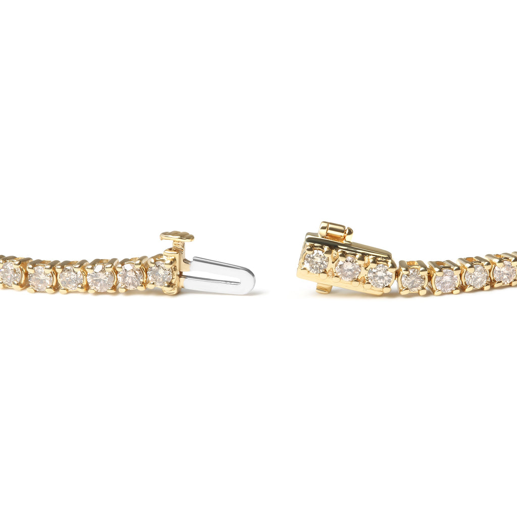 14K Yellow Gold 6.0 Cttw Classic 4-Prong Set Round Brilliant Cut Diamond Tennis Bracelet (K-L Color, VS2-SI1 Clarity) - 7.25"