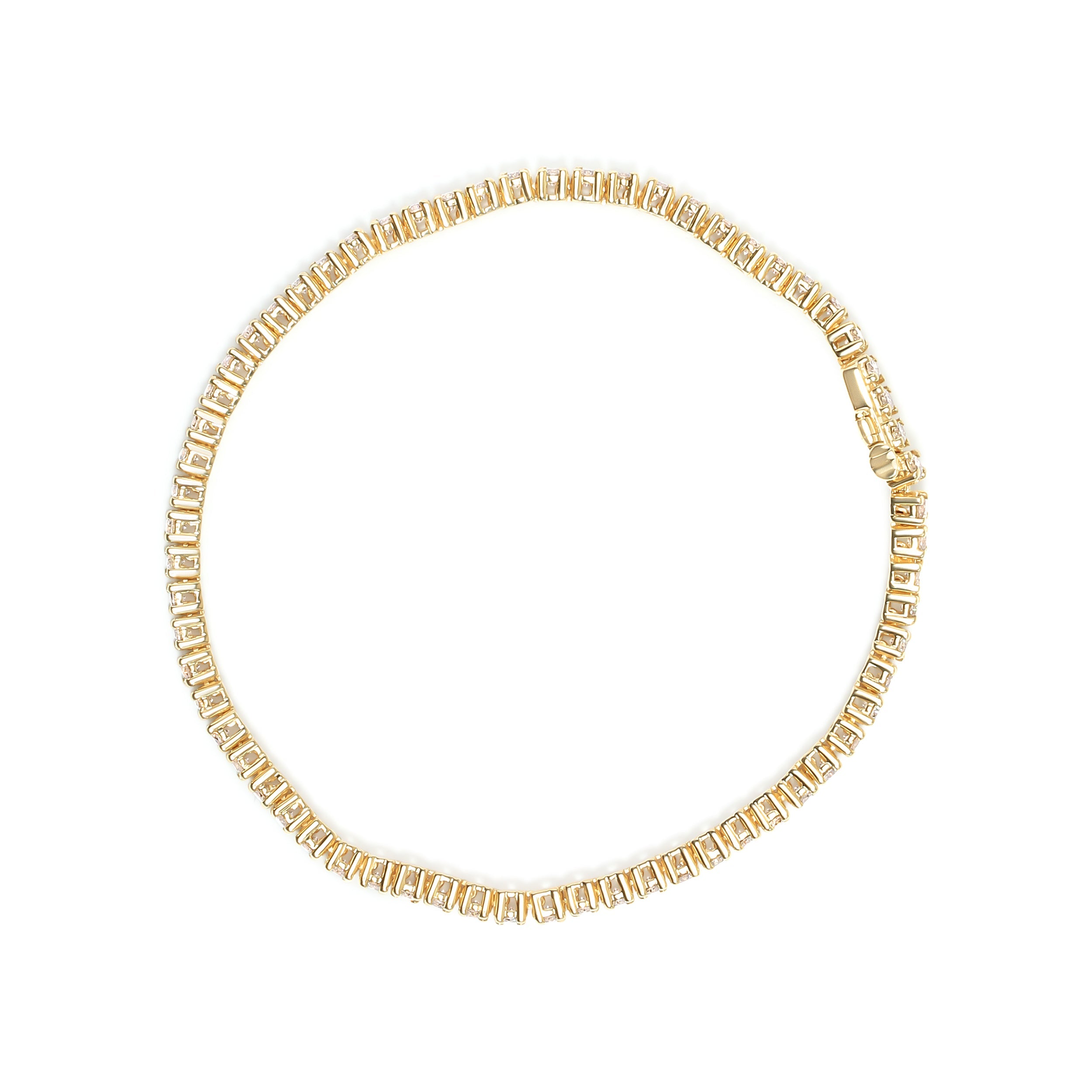 14K Yellow Gold 6.0 Cttw Classic 4-Prong Set Round Brilliant Cut Diamond Tennis Bracelet (K-L Color, VS2-SI1 Clarity) - 7.25"