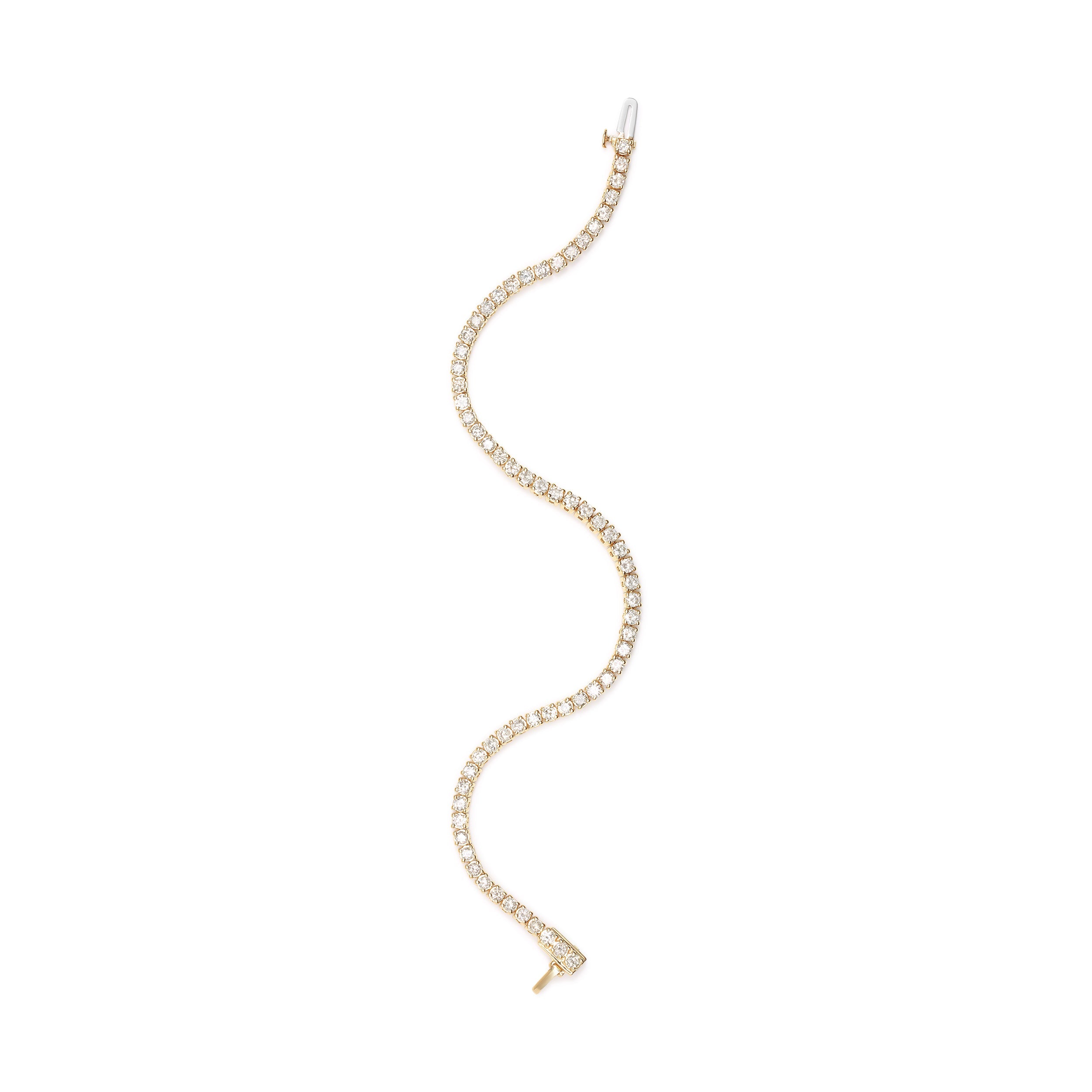 14K Yellow Gold 6.0 Cttw Classic 4-Prong Set Round Brilliant Cut Diamond Tennis Bracelet (K-L Color, VS2-SI1 Clarity) - 7.25"
