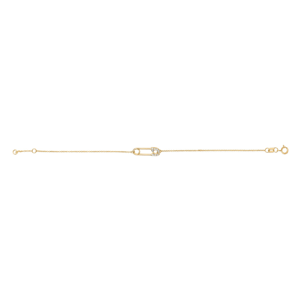 10K Yellow Gold 1/10 Cttw Diamond Paperclip Charm Adjustable Link Bracelet (I-J Color, I1-I2 Clarity) - 7.25 Inch