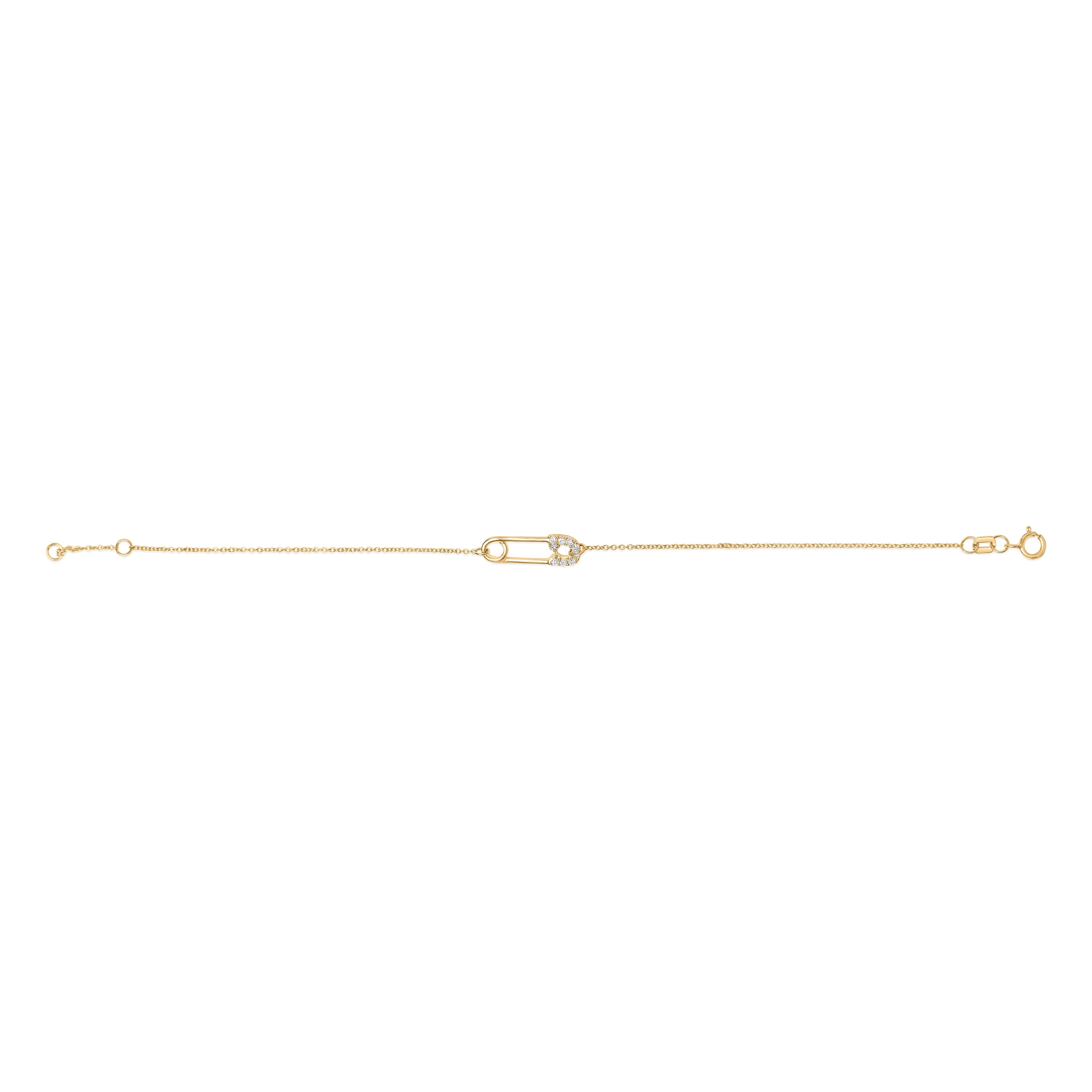 10K Yellow Gold 1/10 Cttw Diamond Paperclip Charm Adjustable Link Bracelet (I-J Color, I1-I2 Clarity) - 7.25 Inch