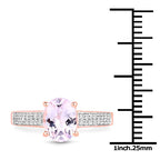 14K Rose Gold Plated 2.91 Carat Genuine Kunzite and White Zircon .925 Sterling Silver Ring