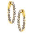 10K Yellow Gold-Plated Sterling Silver Diamond Hoop Earrings (2 cttw, K-L Color, I2-I3 Clarity)