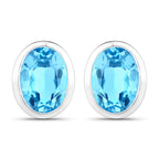 4.00 Carat Genuine Swiss Blue Topaz .925 Sterling Silver Earrings