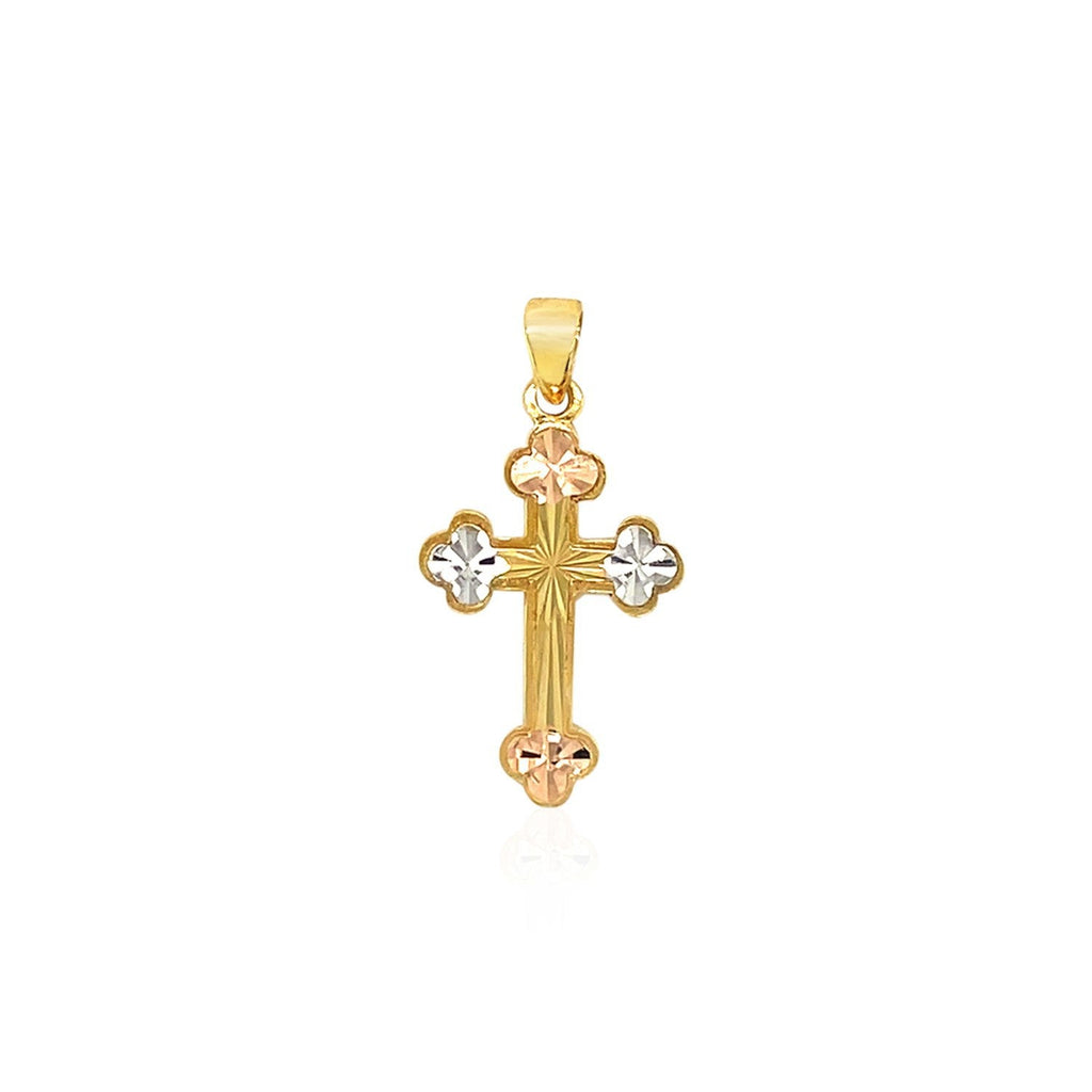 14k Tri-Color Gold Cross Pendant