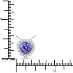 3.25 Carat Genuine Tanzanite and White Diamond 14K White Gold Pendant