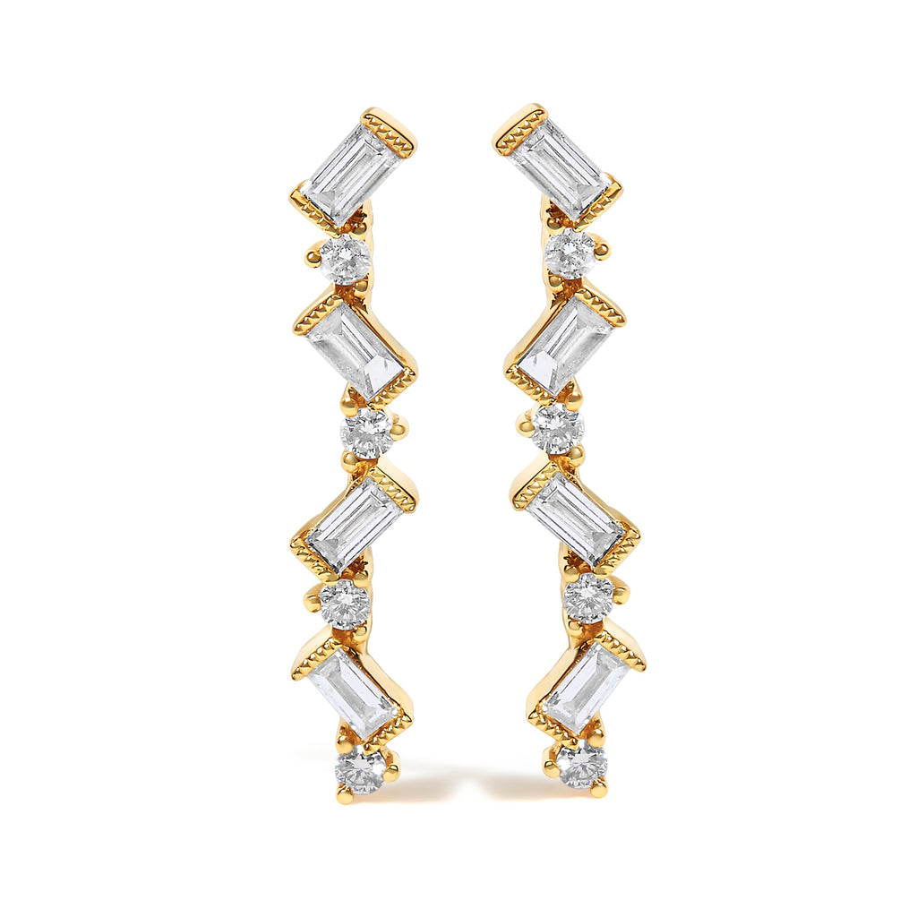 14K Yellow Gold 1/2 Carat total weight Diamond Zig Zag Drop Earrings (I-J Color, SI2-I1 Clarity)