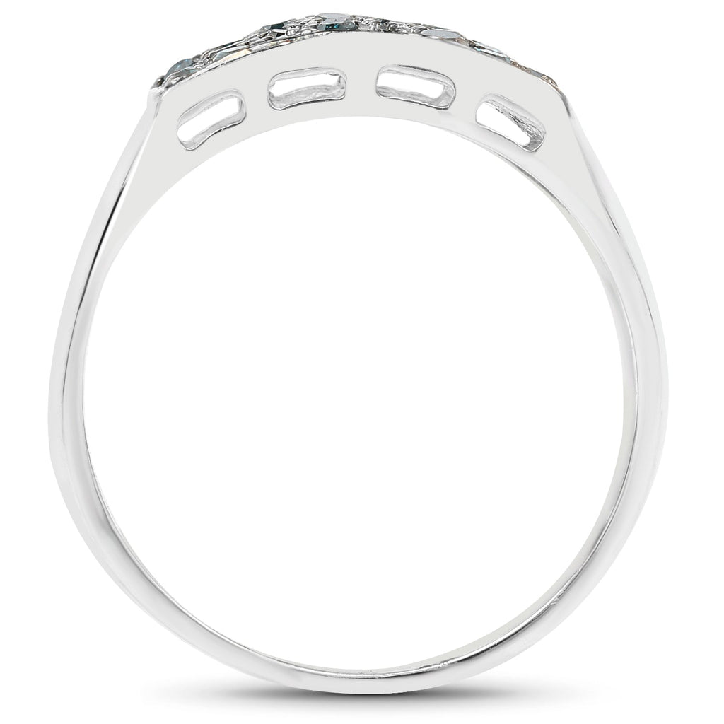 0.48 Carat Genuine Blue Diamond .925 Sterling Silver Ring