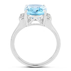 4.28 Carat Genuine Blue Topaz and White Topaz .925 Sterling Silver Ring