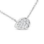 14K White Gold 1/4 Carat Total Weight Round Diamond Composite Teardrop Shape 18" Pendant Necklace - (G-H Color, SI2-I1 Clarity)