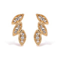 10K Yellow Gold 1/10 Cttw Diamond Triple Leaf Stud Earrings (H-I Color, I1-I2 Clarity)